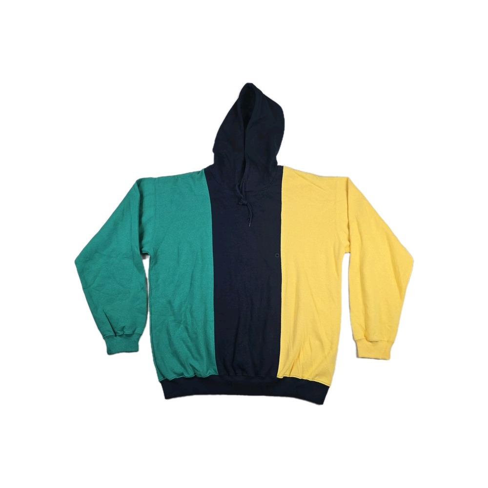 INC International Concepts Mens Vintage Colorblock Hoodie Navy Green Yellow M